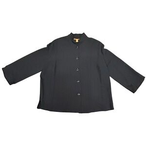 Harari 100% Silk Black Button Down Blouse Women’s Size L